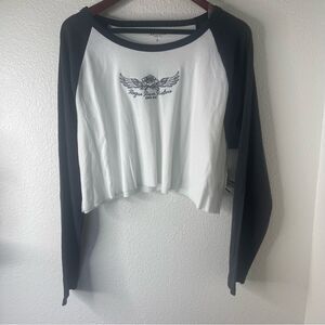 Arizona Juniors XL Black and White Ringer Long Sleeve Women's Top